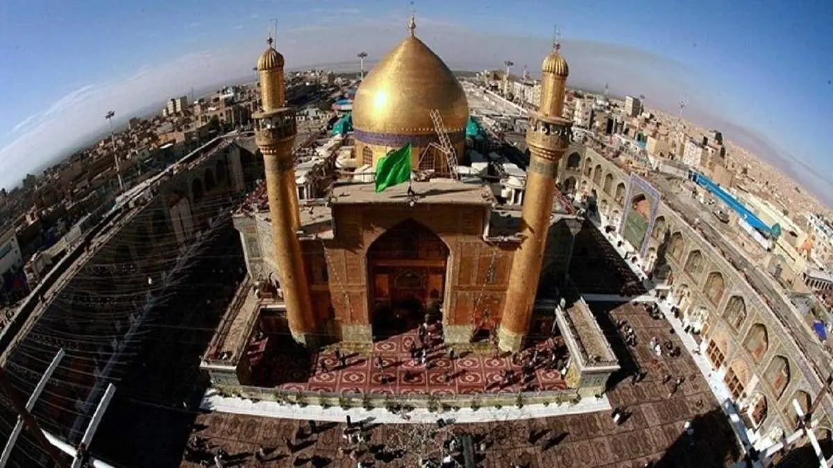 شست و شوی گنبد حرم امام علی (ع)+فیلم