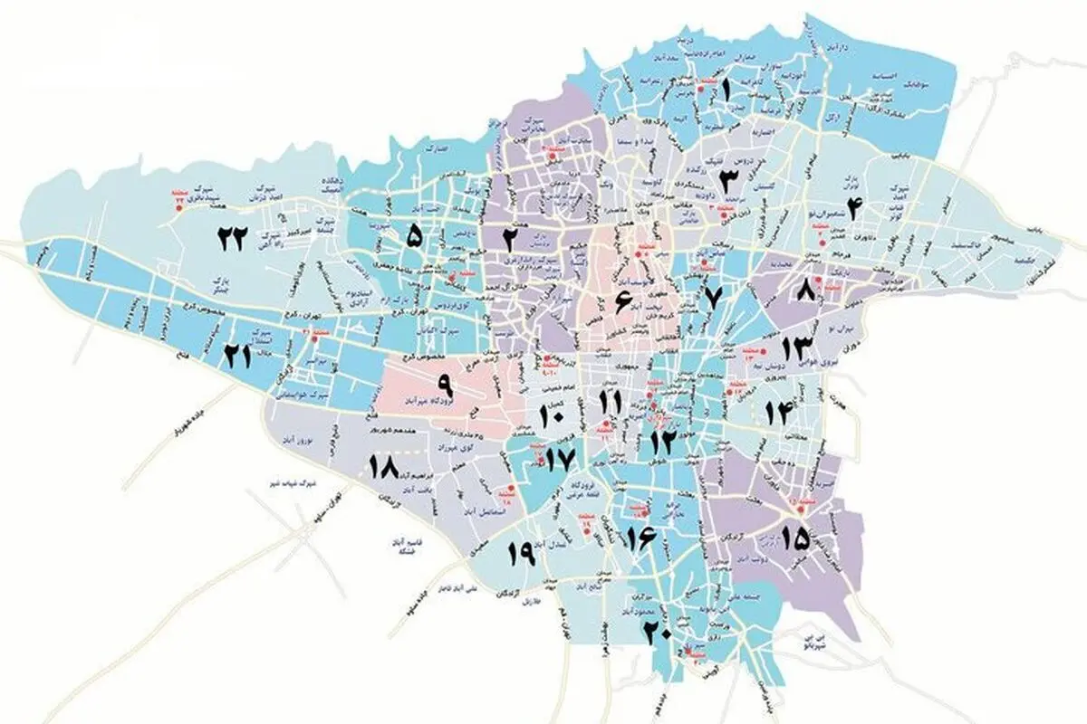 اصلاح مرزبندی مناطق ۲۲ گانه تهران