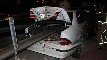برخورد عجیب و ترستاک خودرو سمند با گاردریل در محور مهاباد _میاندوآب + فیلم
