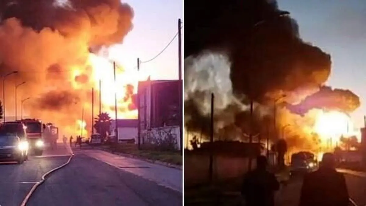 انفجار و حریق گسترده در یک مخزن گاز+جزییات