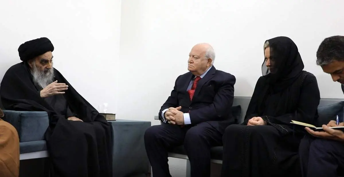 دیدار نماینده ویژه دبیرکل سازمان ملل با آیت‌الله سیستانی + فیلم