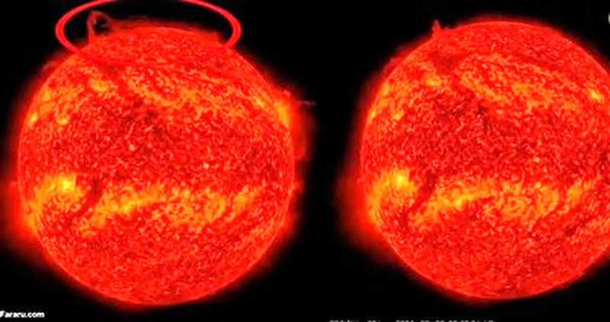 ویدئوی دیده نشده از لحظه باورنکردنی جدا شدن تکه‌ای از خورشید!