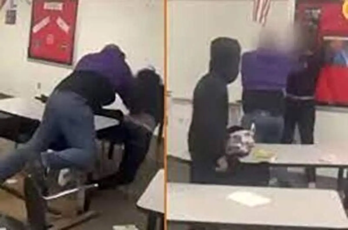 حمله وحشیانه یک دانش‌آموز با مشت و لگد به معلمش+فیلم