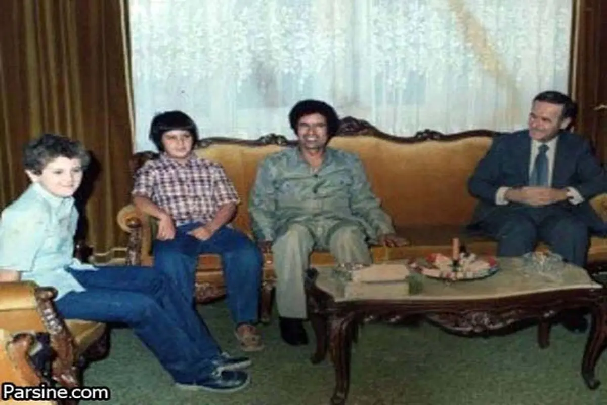 عکس: حافظ و بشار الاسد در کنار معمر و سیف‌الاسلام القذافی