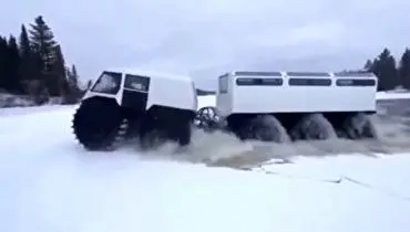 خودروی قدرتمندی که حتی روی یخ و آب هم حرکت می کند!+ فیلم
