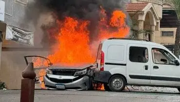 حمله پهپادی به یک خودرو در جنوب لبنان؛ دو عضو حزب الله ترور شدند+ فیلم