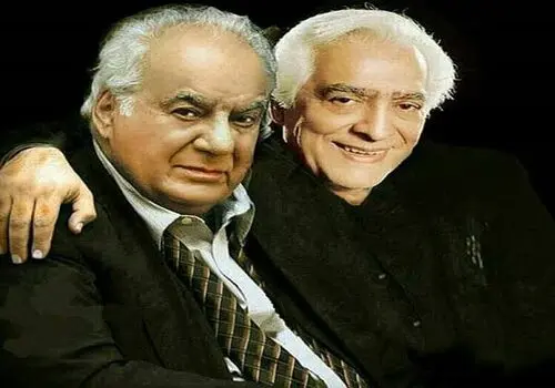 بهروز وثوقی و پوری بنایی در پشت صحنه فیلم قدیمی «خداحافظ تهران» + عکس