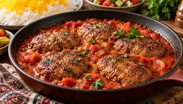 کباب تابه‌ای خانگی با طعم رستورانی / طرز تهیه آسان با سس گوجه ویژه