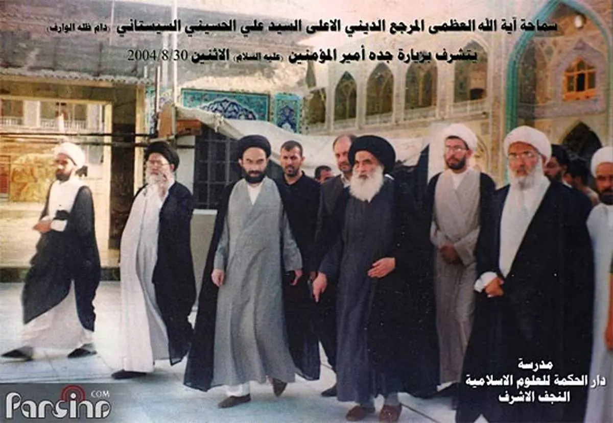 عکسی دیده‌نشده از تشرف آیت‌الله سیستانی به حرم امیر‌المؤمنین