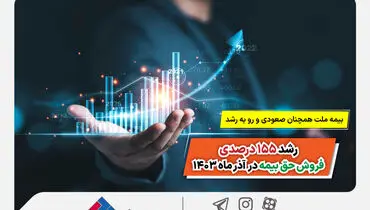 بیمه ملت همچنان صعودی و رو به رشد /  رشد 155 درصدی فروش حق بیمه در آذر ماه 1403
