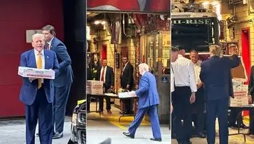 تبلیغ عجیب ترامپ برای انتخابات؛ بردن پیتزا برای آتش‌نشانان نیویورک!+ فیلم
