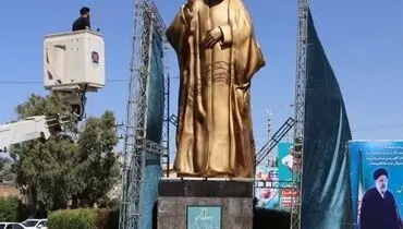 سقوط مجسمه شهید ابراهیم رئیسی در اردبیل