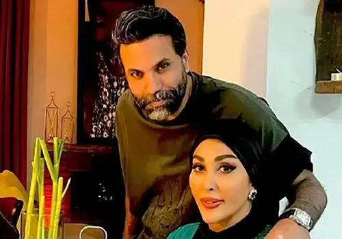 استایل پلنگی همسر نیکبخت در عکس دونفره غوغا کرد