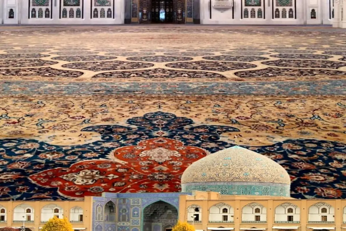 شکوه فرش ایرانی در مسجد سلطان قابوس؛الهام گرفته از معماری اصفهان/عکس