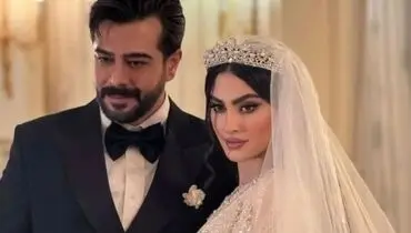 عکس‌های اختصاصی: لباس عروس جواهردوزی شده مریم مؤمن چقدر مجلل بود!