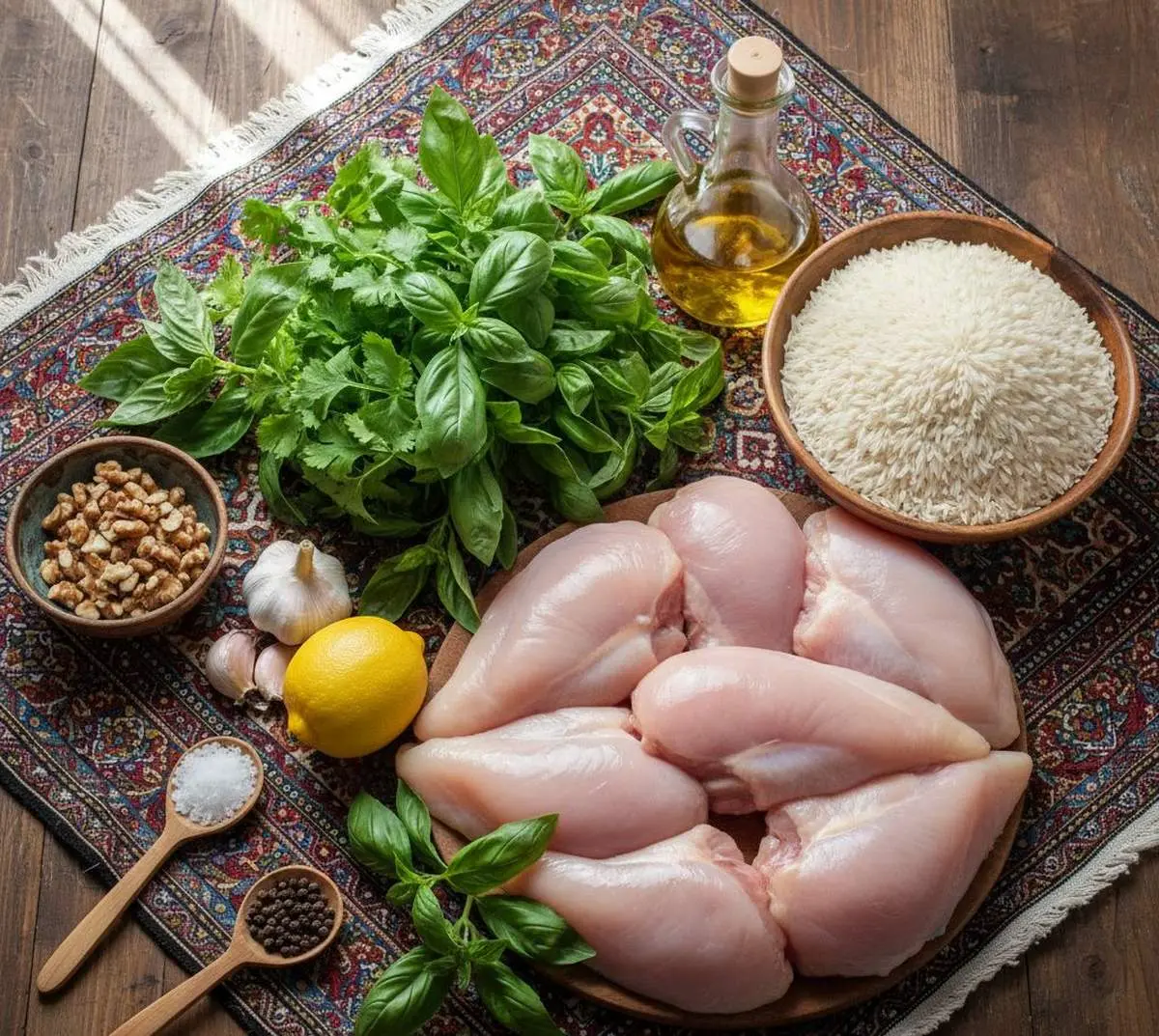 ناهار امروز: تهانداز مرغ با سس پستو؛ یک پلو مخلوط متفاوت با طعمی به یاد ماندنی