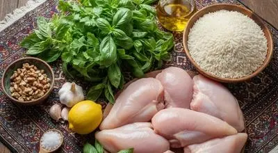 ناهار امروز: ته‌انداز مرغ با سس پستو؛ یک پلو مخلوط متفاوت با طعمی به یاد ماندنی