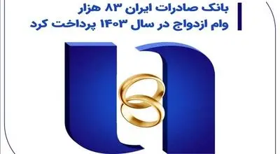 بانک صادرات ایران 83 هزار وام ازدواج در سال 1403 پرداخت کرد

