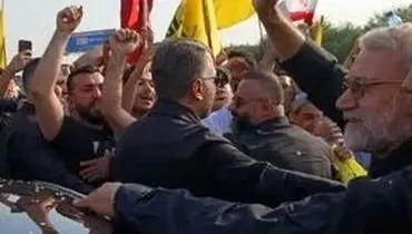 لبنانی‌ها روی سر علی لاریجانی برنج پاشیدند/عکس