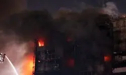 لحظه سوختن یک برج مسکونی در سئول+ فیلم