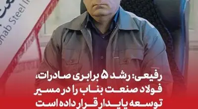 رفیعی: رشد ۵ برابری صادرات، فولاد صنعت بناب را در مسیر توسعه پایدار قرار داده است