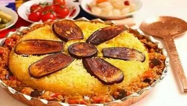 طرز تهیه پلو مسمای بادمجان