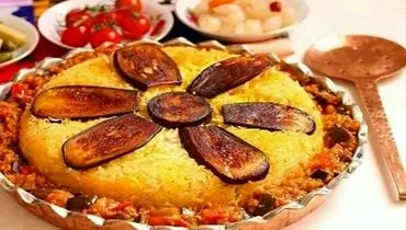 طرز تهیه پلو مسمای بادمجان