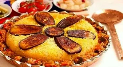 طرز تهیه پلو مسمای بادمجان