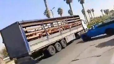 جابجایی دانش‌آموزان یک مدرسه در جهرم با تریلی کانتینردار!+ فیلم