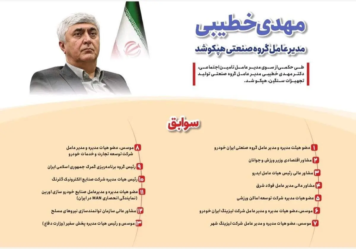 مهدی خطیبی مدیر عامل گروه صنعتی هپکو شد