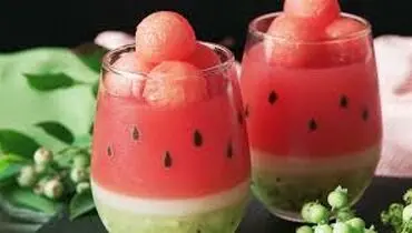 طرز تهیه ژله هندوانه لیوانی ساده و راحت برای یلدا
