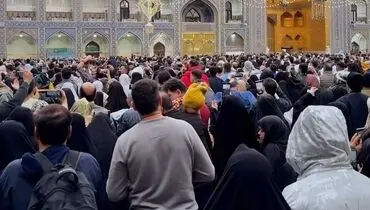 حال و هوای حرم رضوی در لحظه تحویل سال + فیلم