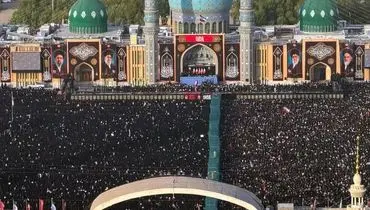مراسم وداع با پیکر مطهر رهبر شهید انقلاب در مسجد جمکران