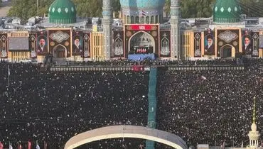 مراسم وداع با پیکر مطهر رهبر شهید انقلاب در مسجد جمکران