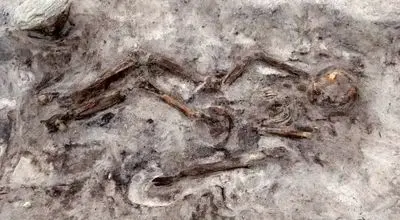 کشف مقبره ۱۱۰۰ ساله زن و سگش در قایق + عکس