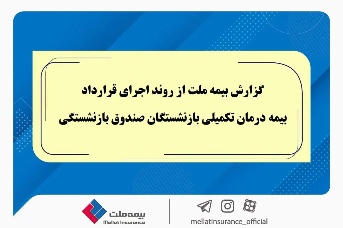 گزارش بیمه ملت از روند اجرای قرارداد بیمه درمان تکمیلی بازنشستگان صندوق بازنشستگی / تفاوت معنادارمیان درصد اعلامشده و وضعیت پرداختها / بیش از دریافت، پرداخت کرده ایم
