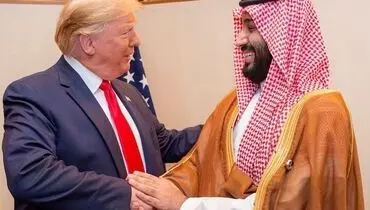بنر بزرگ بن‌سلمان و ترامپ در قلب دمشق نصب شد/عکس