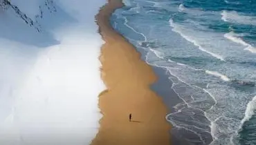«رقص زمستان و دریا؛ پدیده نادر ساحل شیراهما چشم‌ها را خیره کرد»