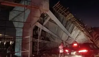 پل در حال ساخت در کربلا ریخت + فیلم حادثه 