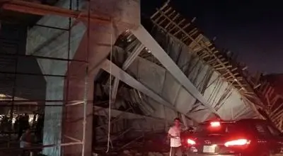 پل در حال ساخت در کربلا ریخت + فیلم حادثه 