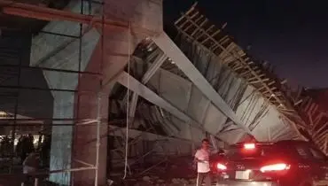 پل در حال ساخت در کربلا ریخت + فیلم حادثه 