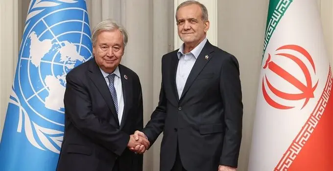 دیدار پزشکیان با دبیر کل سازمان ملل