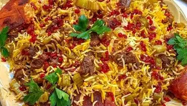 طرز تهیه کرفس پلو زعفرانی خوشمزه و مجلسی به سبک شیرازی