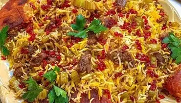 طرز تهیه کرفس پلو زعفرانی خوشمزه و مجلسی به سبک شیرازی
